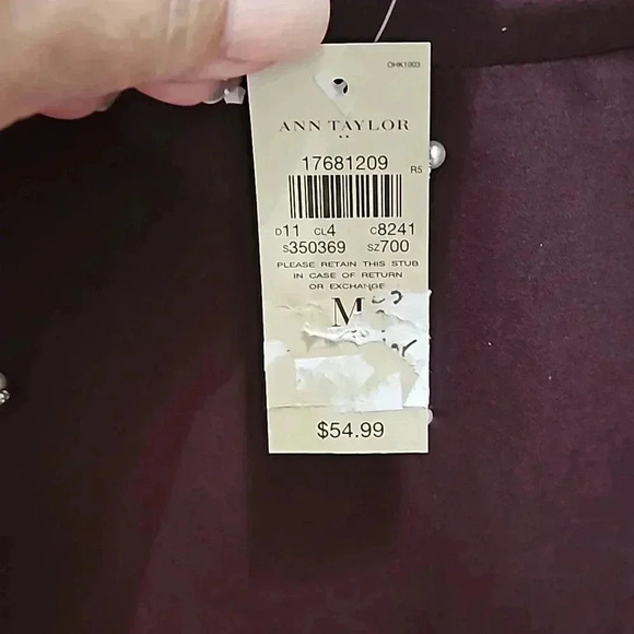 Ann Taylor Wine Romantic Goth Coquette Girl Pearl Embellished Feminine Sz Med - Picture 4 of 8